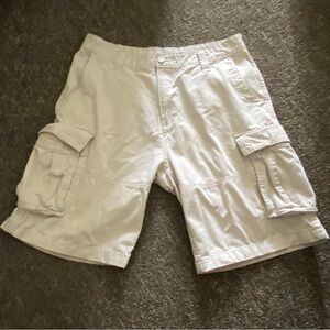 Nautica Shorts Mens Size 36W‎ Cargo White Button Fly Zip Cotton Pockets